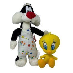 LOONEY TUNES 1998 Sylvester Painters Outfit Toy Factory Tweety Bird Plush Lot